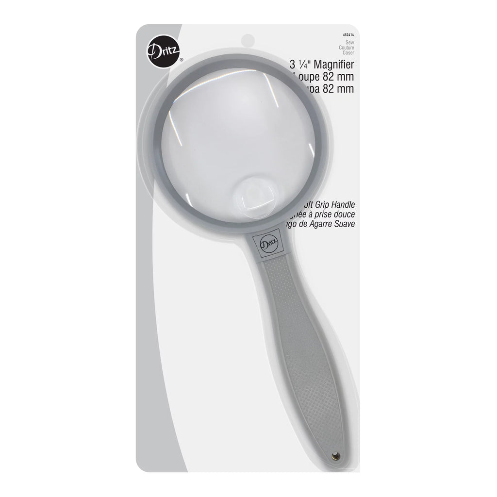 Dritz 3-1/4" Magnifier with Storage Pouch, 2X Magnification, 4X Spot Lens