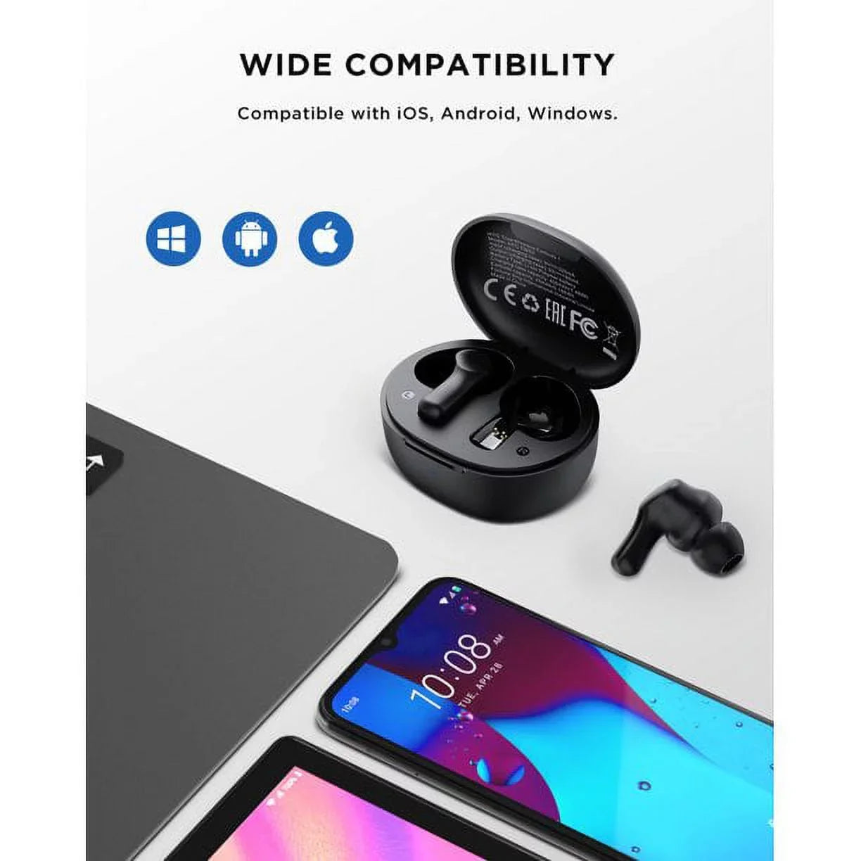 True Wireless Earbuds Bluetooth 5.1 Headphones Sport  Earbuds with Microphone, Android Earbuds Wireless Bluetooth Earphones,Black