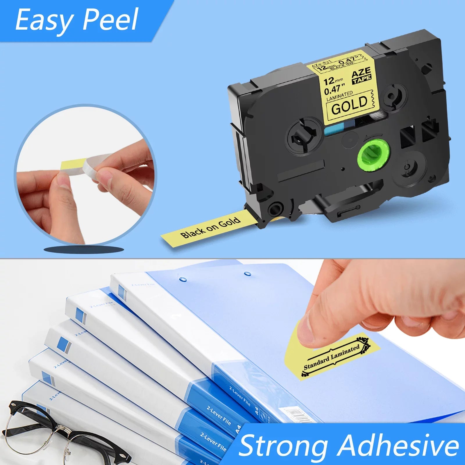 50PK Compatible for Brother -touch Black on Gold 12mm  TZe TZe-831 -831  TZe831 Laminated Label Tape