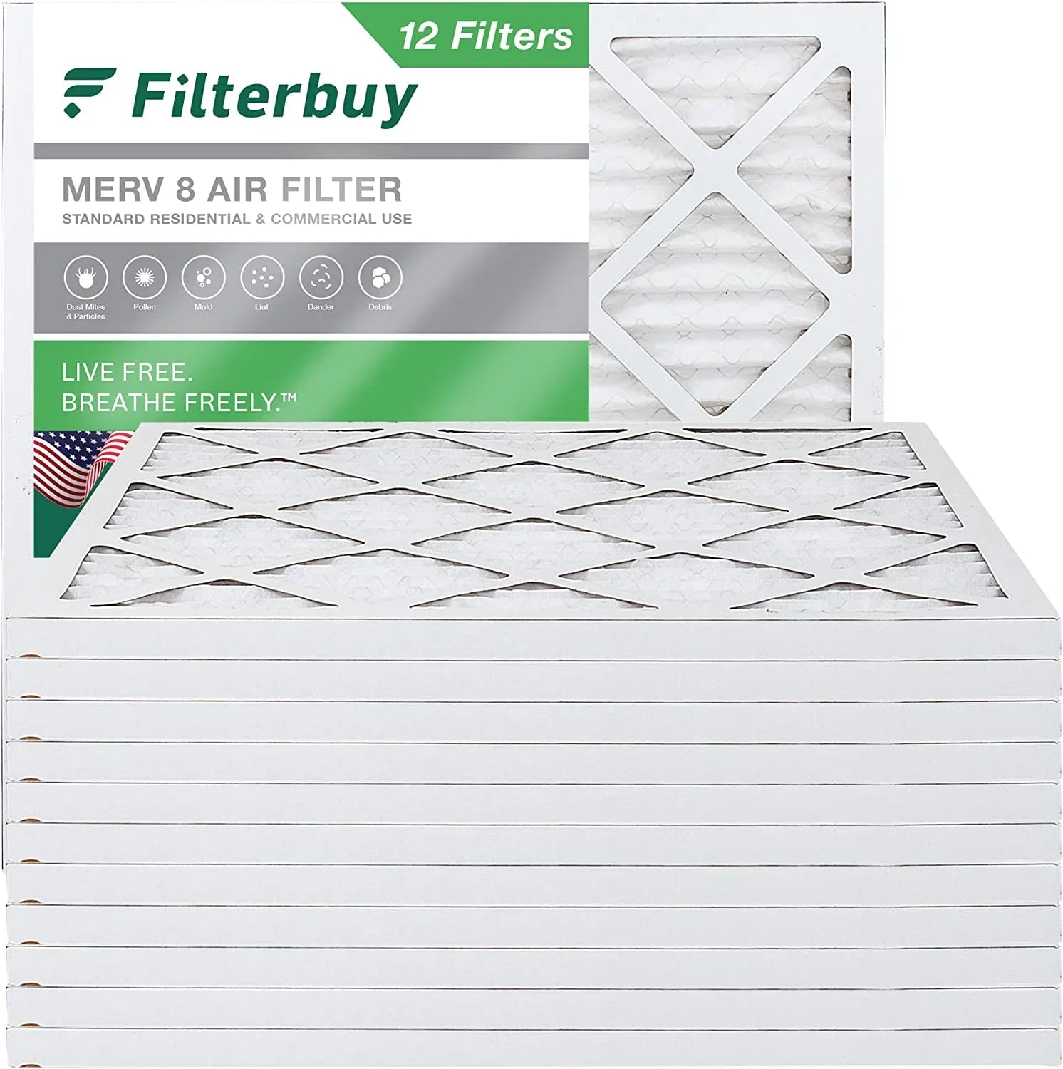 Filterbuy 18x18x1  8 Pleated   Furnace Air Filters (12-Pack)