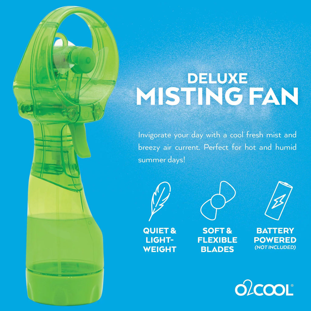 3.5 inch Battery Powered Misting Fan for Personal Cooling, Green, 2 Pack