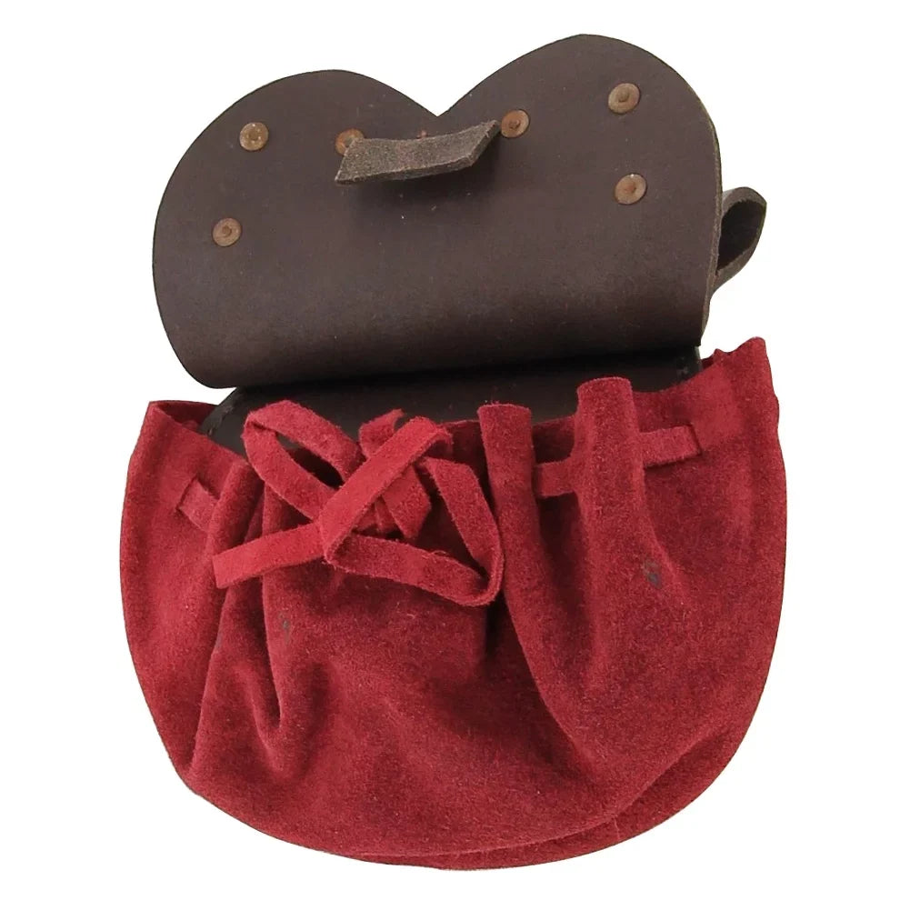 Armory Replicas Royal Red Handmade Royal Court Suede Pouch - Rich Red Elegance Medieval-Inspired Design Perfect for Carrying Small Valuables Adjustable Belt Closure for Secure Fit