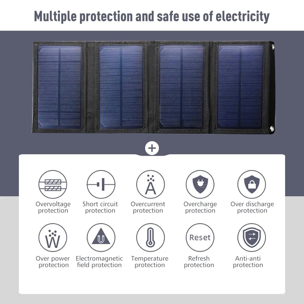80W Outdoor Foldable  Solar Panel Power Bank for Camping Hiking