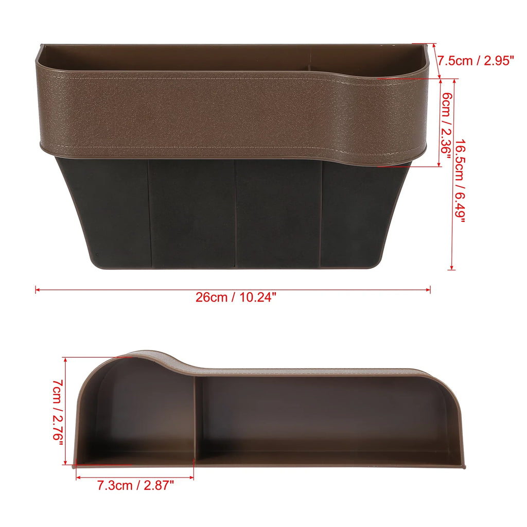 Unique Bargains Pair Car Seat Gap Storage Box Organizer Multifunctional Filler Console Coin Holders Plastic Brown