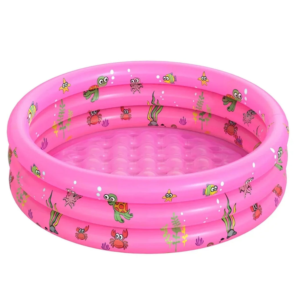 Inflatable Baby Pool,Swimming Pool for Kids,Toddler 3 Rings Blow Up  Round Padding Pool for Babies Outside Family 51"x13" (Pink)