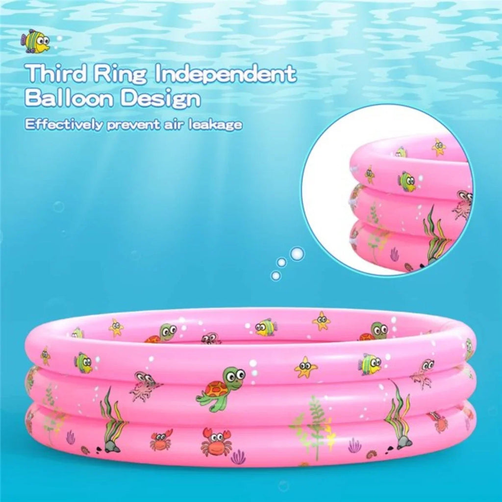 Inflatable Baby Pool,Swimming Pool for Kids,Toddler 3 Rings Blow Up  Round Padding Pool for Babies Outside Family 51"x13" (Pink)