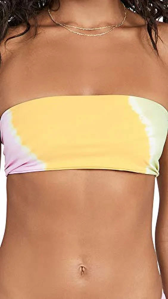 Space Women's Beach Wave Bandeau Bikini Tops, Yellow, -Small