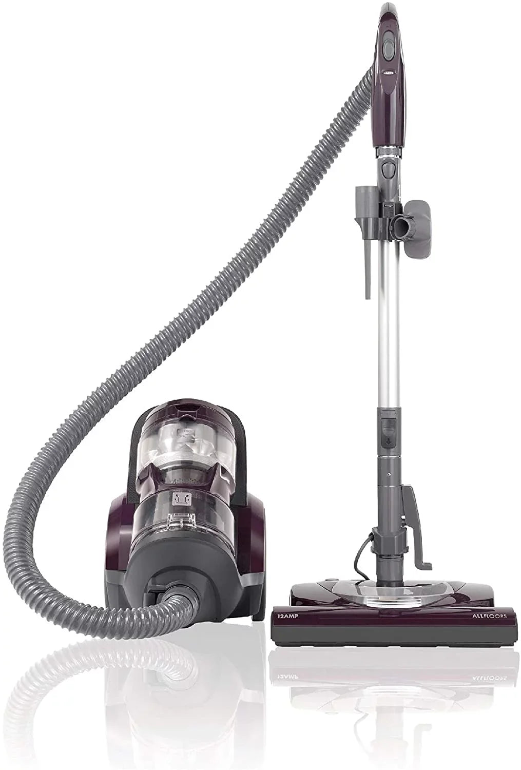 Friendly Lightweight Bagless Compact Canister Vacuum, , Extended Telescoping Wand, Retractable Cord and 2 Cleaning Tools, Pet PowerMate + 2 Motor Power, Purple