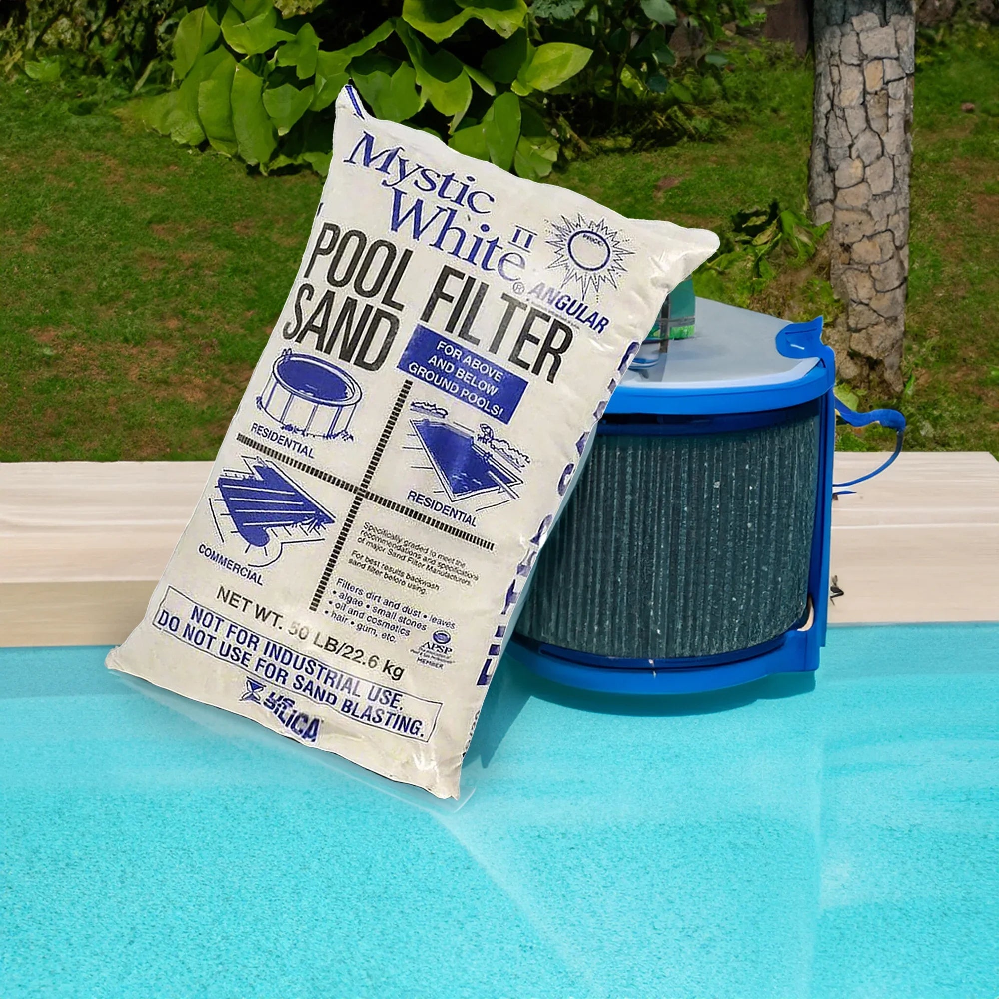 .. Silica 50lbs Mystic White  Swimming Pool Filter Sand, White (2 Pack)