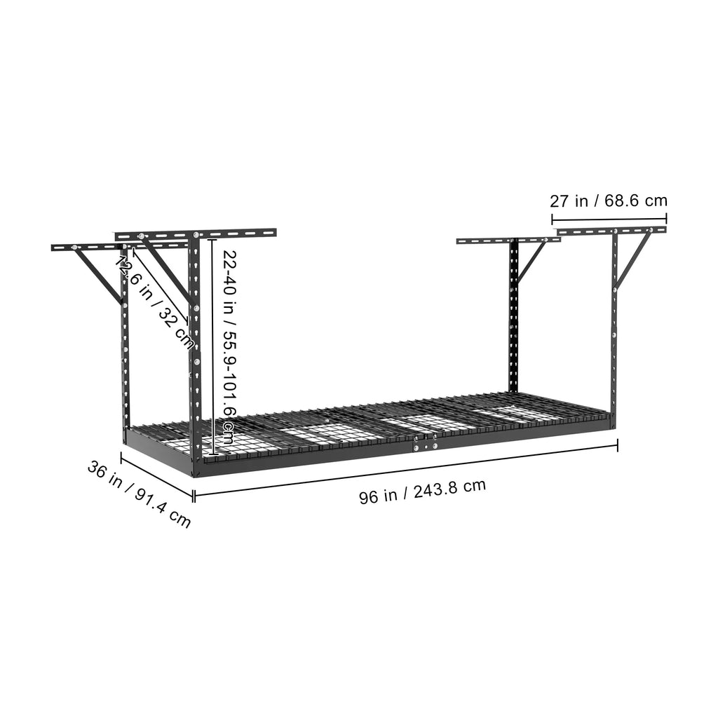 Overhead Adjustable Garage Storage Stand 36x96in Ceiling Stand 600lb Black
