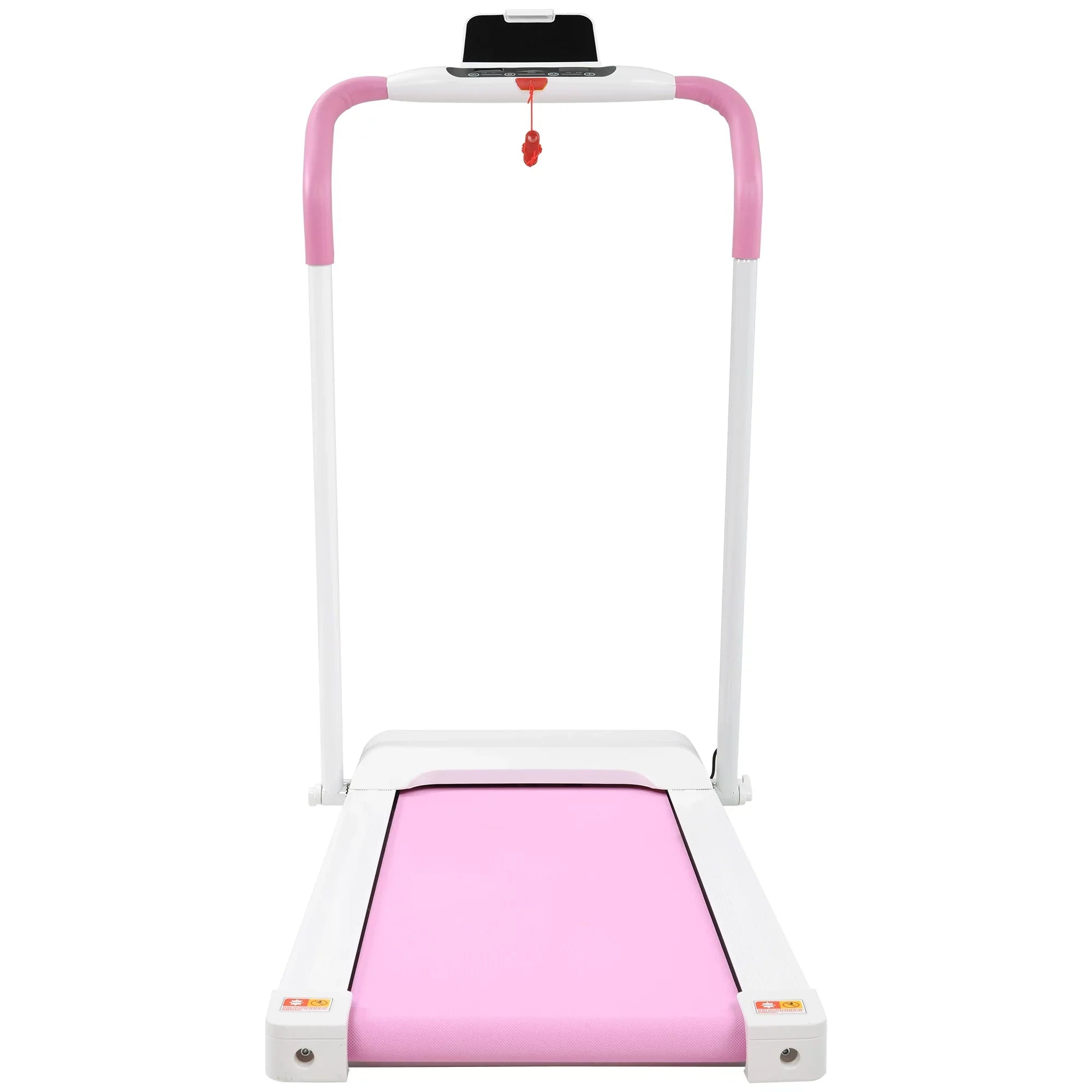Treadmill Folding Treadmill for Home Portable Electric Motorized Treadmill Running Exercise Machine Compact Treadmill for Home Gym Fitness Workout Walking, No Installation Required, White&Pi