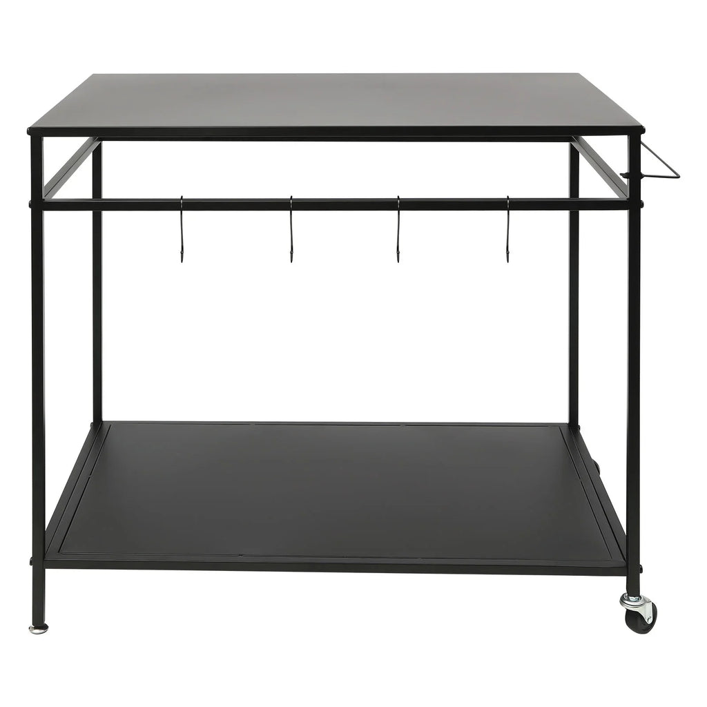 Outdoor Cook Station Table 2-Tier Shelf Food Prep  Grill Serving Cart Movable Rack