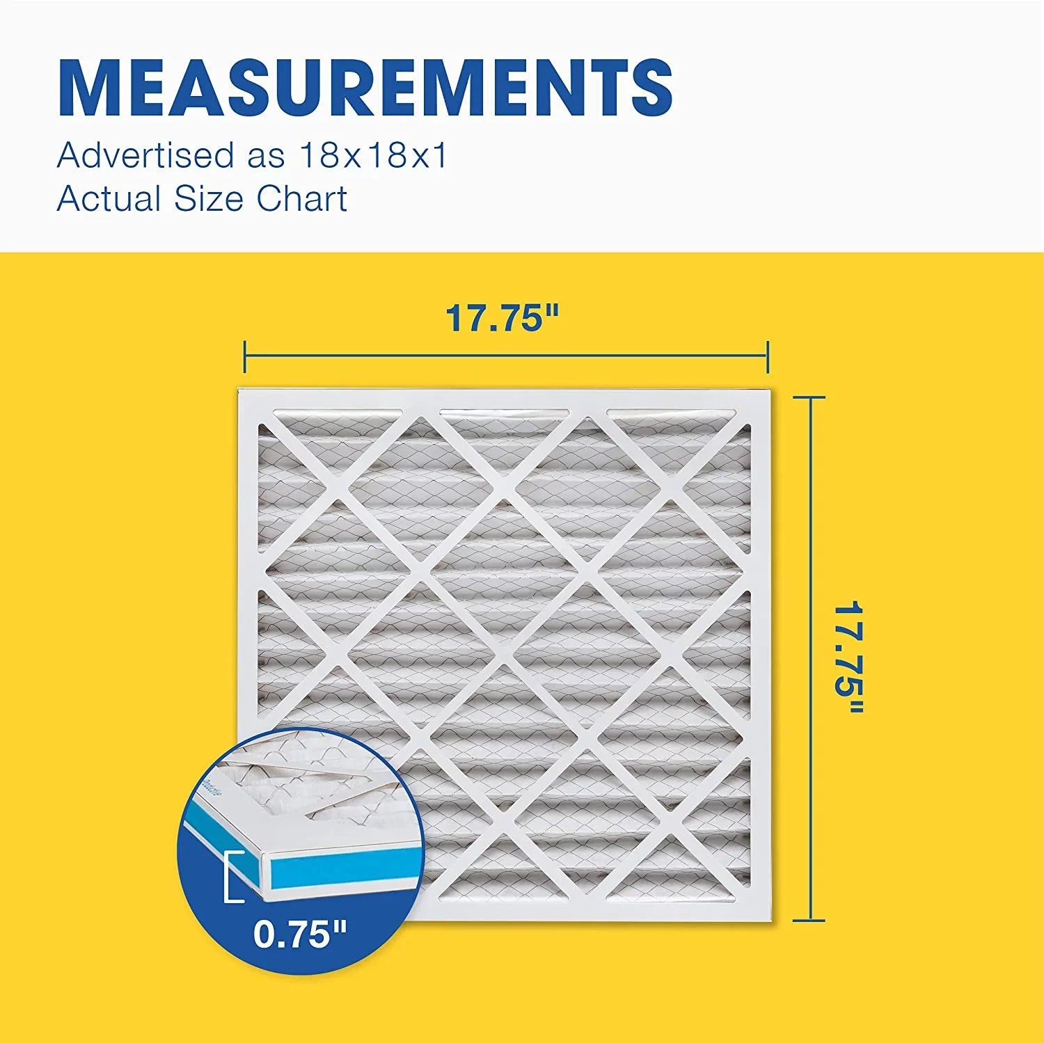 Aerostar Pleated Air Filter,  13, 18x18x1, Pack of 6, Made in the