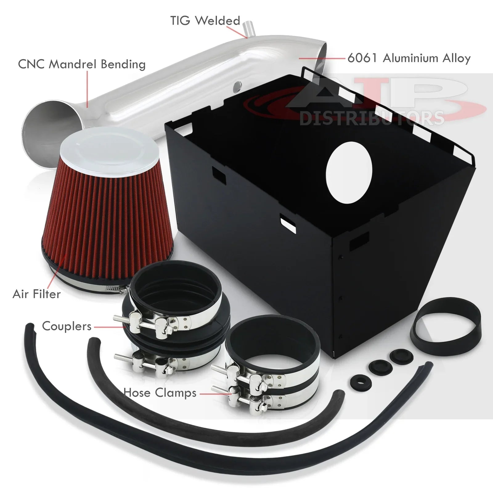 Distributors Cold Air Intake Induction System Polish Aluminum Pipe Heat Shield Compatible/Replacement For Dodge Ram 1500 2500 3500 4.7L 5.7L 2002 2003 2004 2005 2006 2007 2008 02 03 04 05 06 07 08