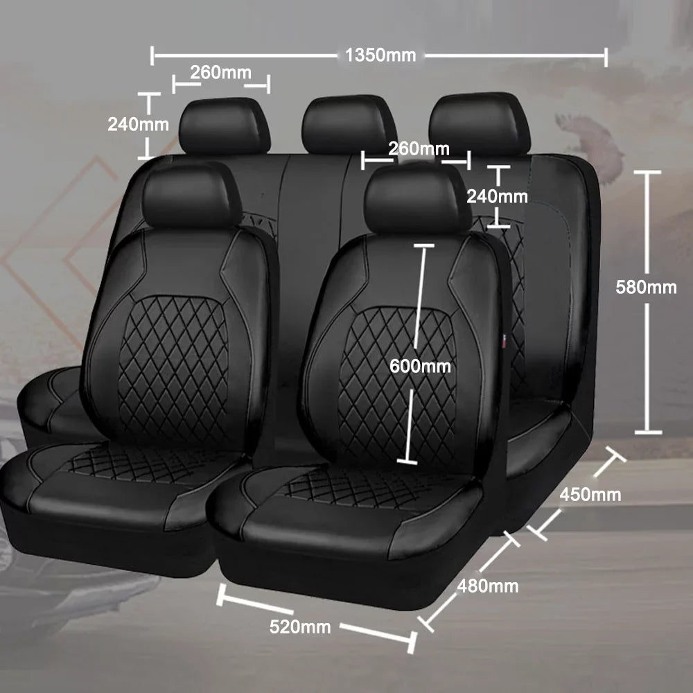 Andoe 9 Pcs Car Seat Cover, 5 Seats  Leather Universal Seat Cover Full Set Auto Interior Accessories for Auto Trucks Van