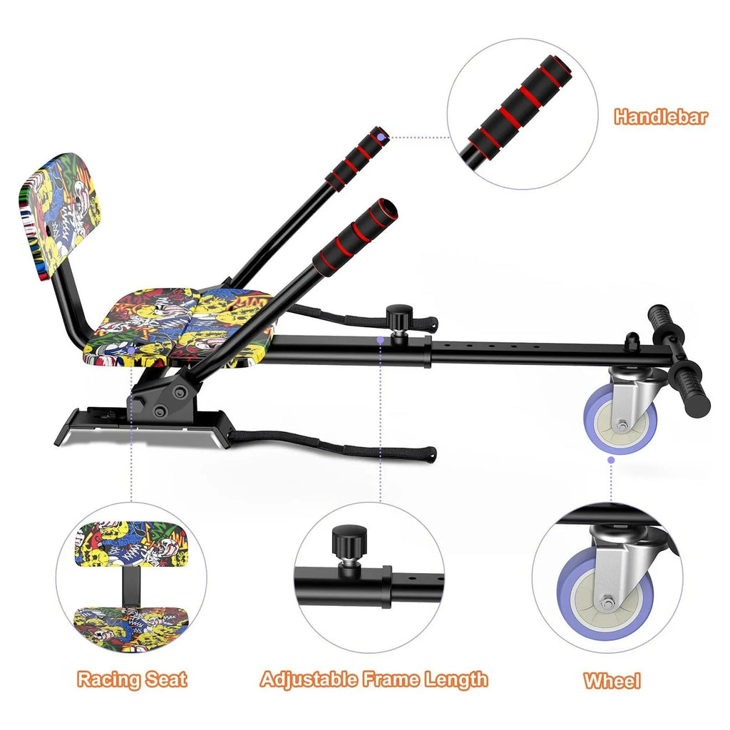 Hoverboard Seat Attachment, Adjustable Hoverboards Accessories, Compatible with 6.5"/ 8"/ 10" Hoverboards for Kids, Graffiti