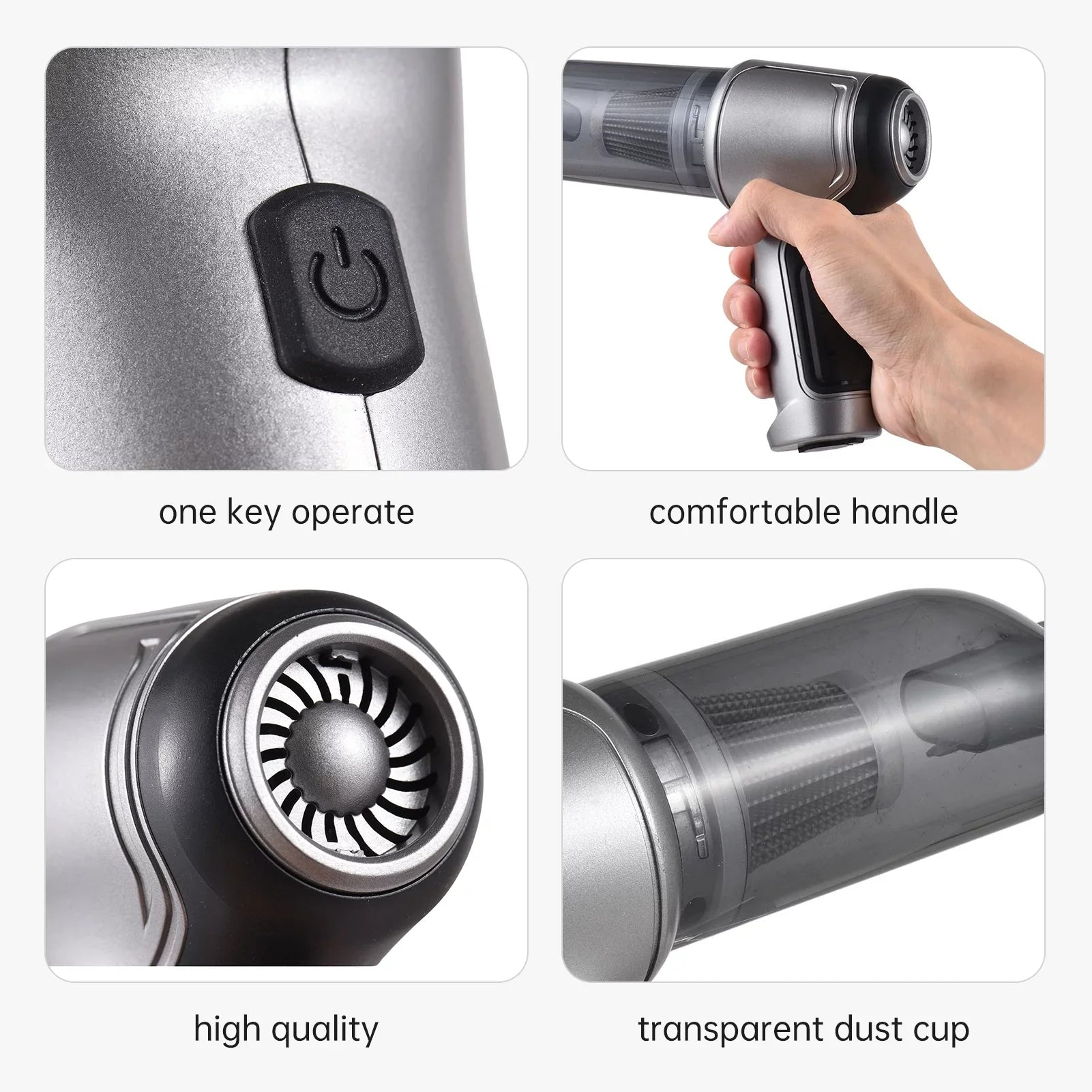 Tomfoto Handheld Car  Handheld Cordless Cleaner Portable  Air Duster & Hand Pump With 19000Pa Strong Suction   for Pet Hair Dust Gravel Cleaning Home Office