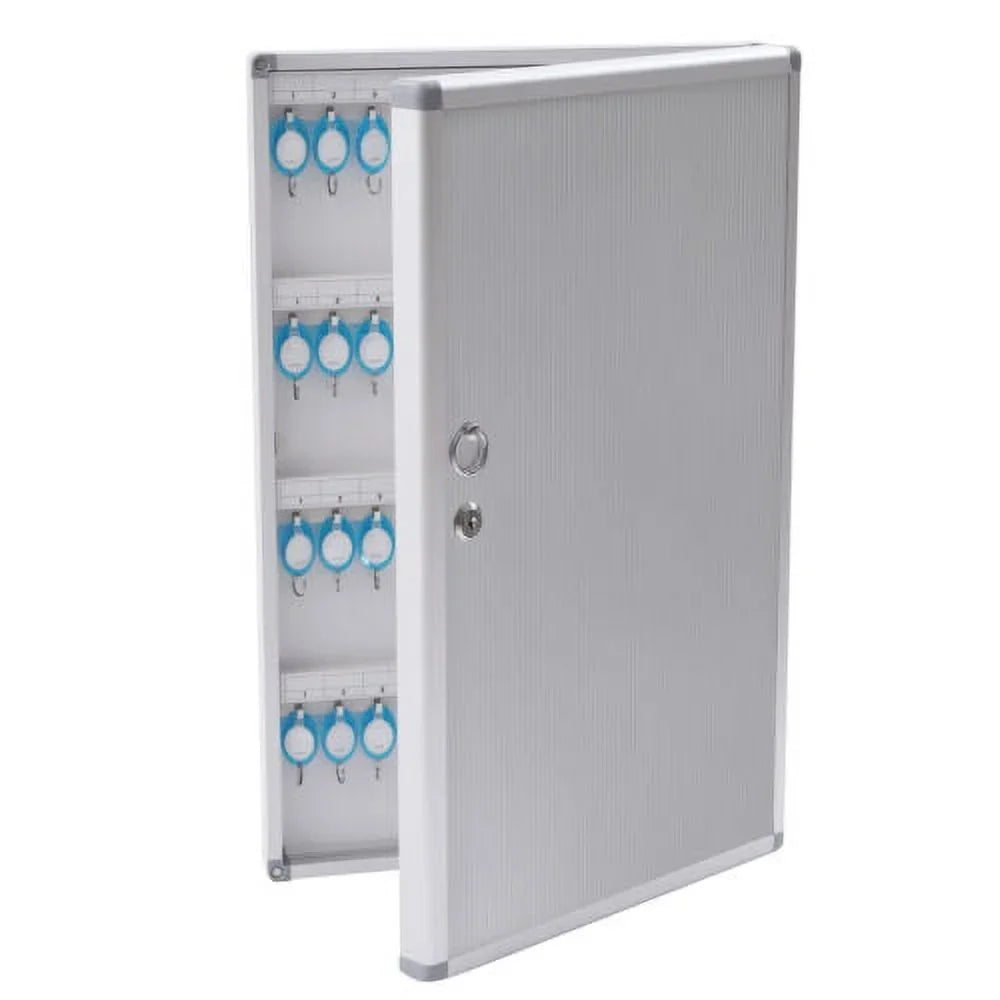 96 Keys Storage Cabinet Lock Box Safe Organizer Wall Mount Key Holder Silver