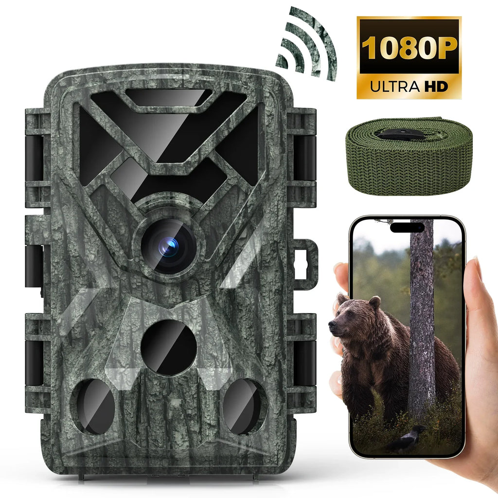 Wifi Trail Camera, 48MP 1080P Trail Cameras with Night Vision Motion Activated Waterproof, 120° Wide Angel 2.0"  Game Camera for Hunting Home Security