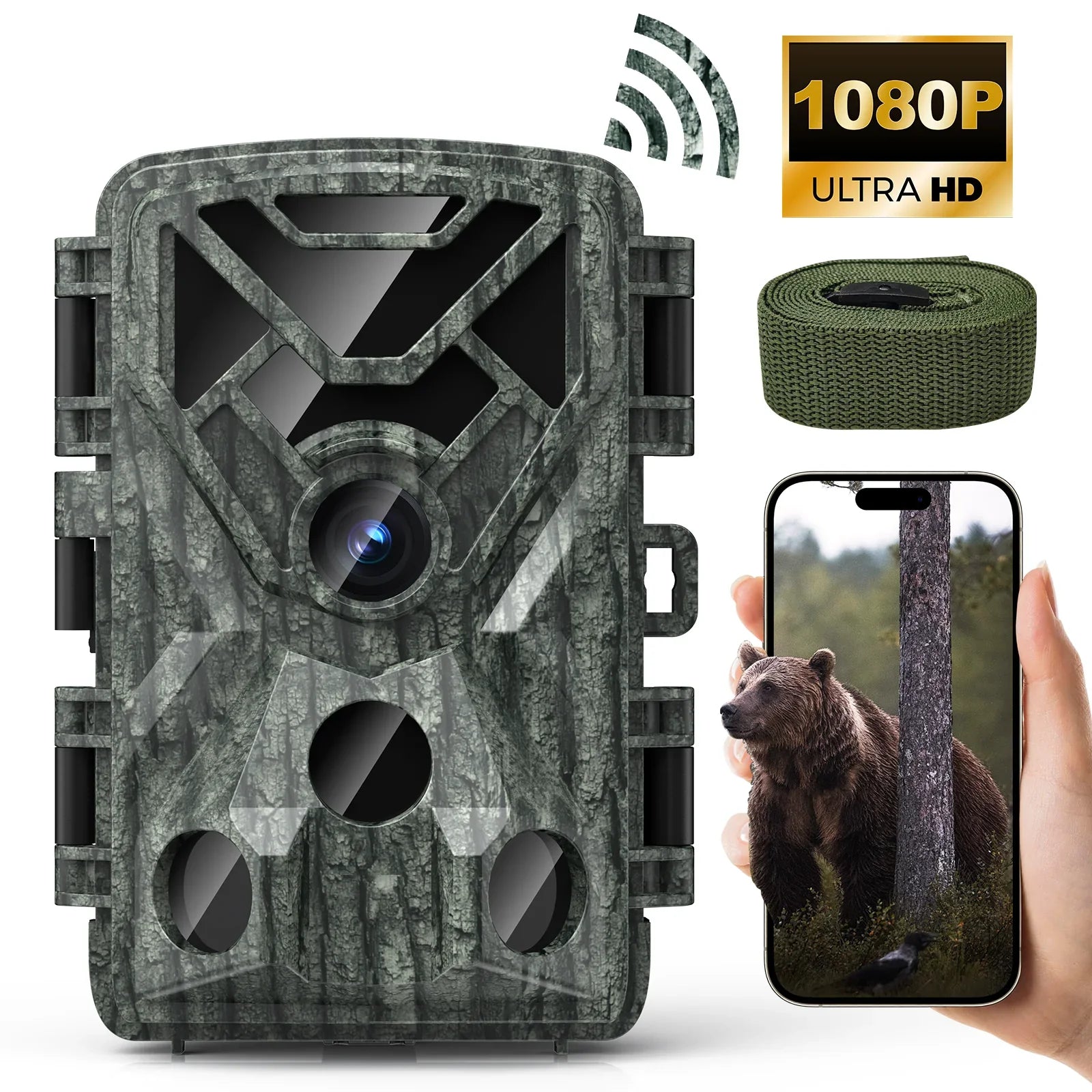 Wifi Trail Camera, 48MP 1080P Trail Cameras with Night Vision Motion Activated Waterproof, 120° Wide Angel 2.0"  Game Camera for Hunting Home Security