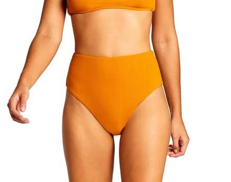 Vitamin  Mila-Barcelona Women's High Waist Gold Cheeky Bikini Bottom Size 4