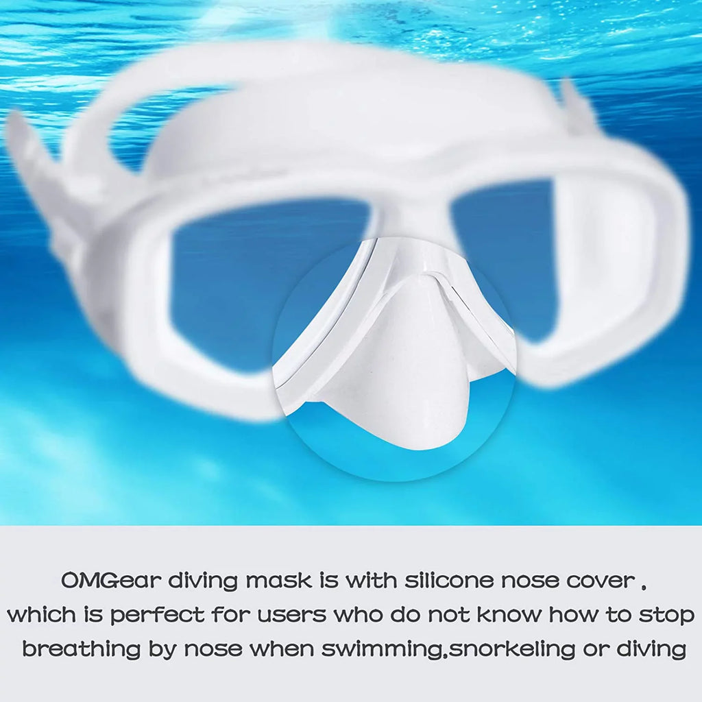 OMGear Swim Mask Dive Goggles Swimming Goggles with Nose Cover Snorkeling Gear Junior Adult Snorkel Mask for Scuba Diving Spearfishing Neoprene Strap Impact Resistance