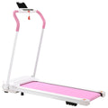 Treadmill Folding Treadmill for Home Portable Electric Motorized Treadmill Running Exercise Machine Compact Treadmill for Home Gym Fitness Workout Walking, No Installation Required, White&Pi