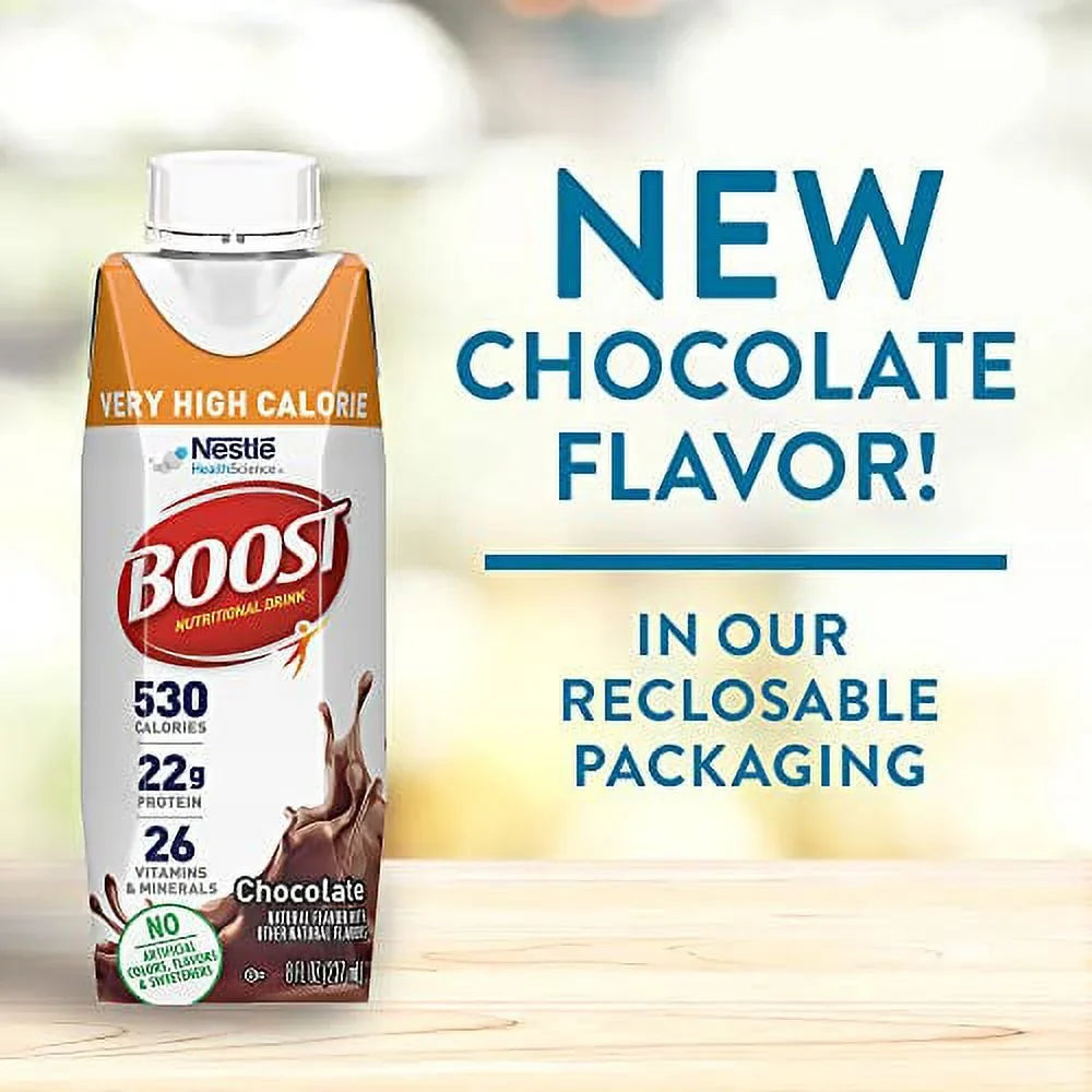 Boost Very High Calorie Nutritional Drink, Chocolate, 8 Fl Oz (Pack of 24)