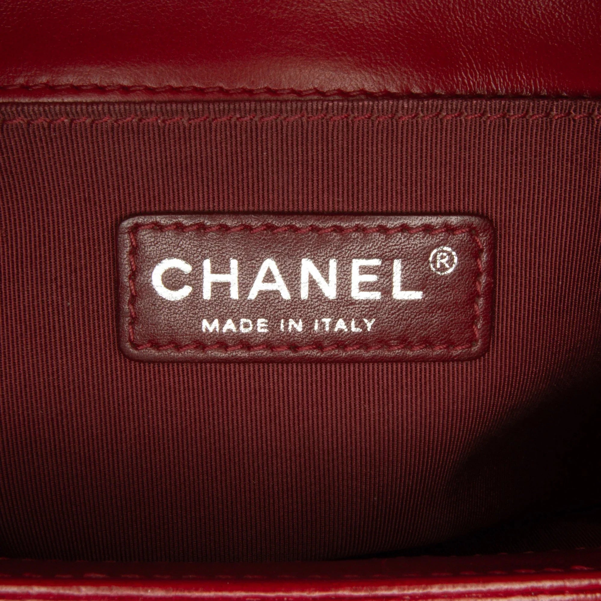 Pre-Owned Authenticated Chanel Medium Lambskin Boy Flap Bag Leather Red Crossbody Bag Unisex (Good)
