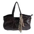 [Charm Beauty] Coffee Leatherette Double Handle Handbag Shoulder Bag Satchel Bag w/ scarf