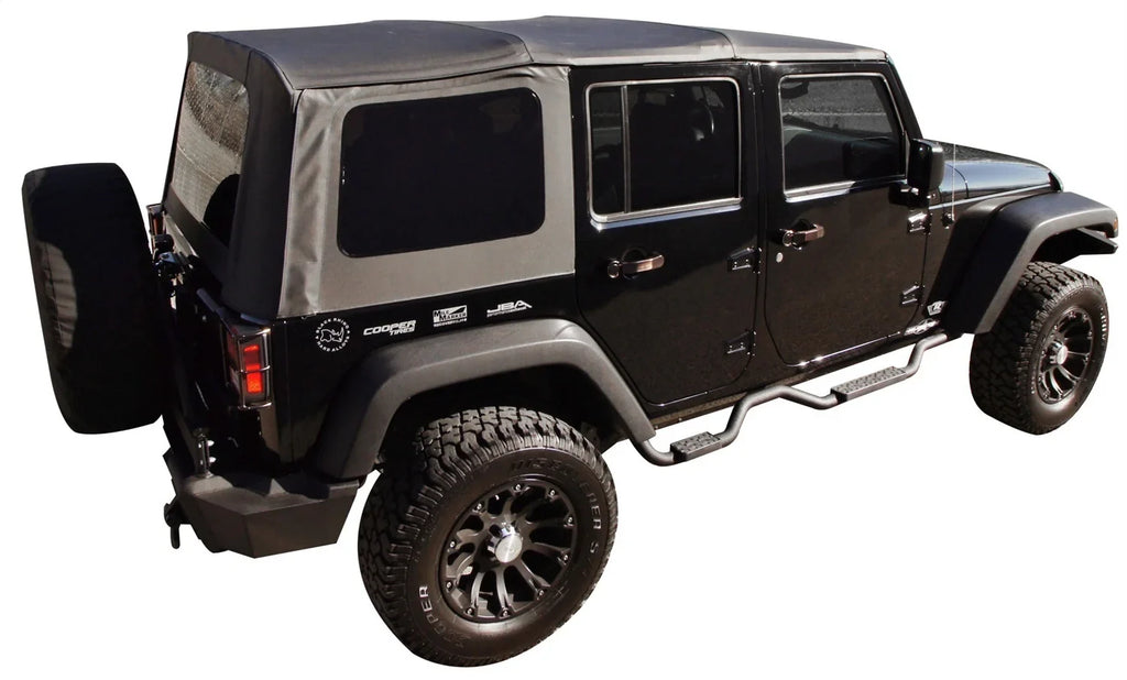 Rampage by RealTruck 99935 Factory Replacement Sailcloth Soft Top For 2007-2010 Wrangler  2 Door, Black Diamond /Tint Windows