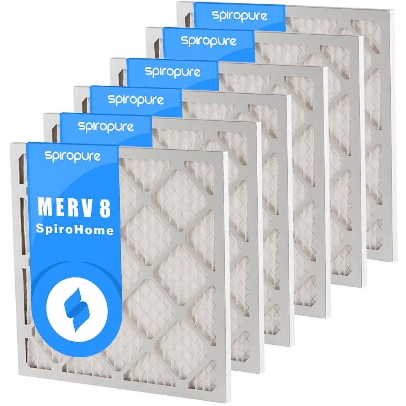 SpiroPure 18X20X1  8 Pleated Air Filters - Made in  (6 Pack)