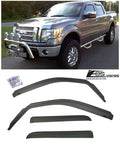 Extreme Online Store for 2009-2014 Ford -150 Crew Cab |  Visors in-Channel Style Smoke Tinted Side Vents Window Deflectors Rain Guards