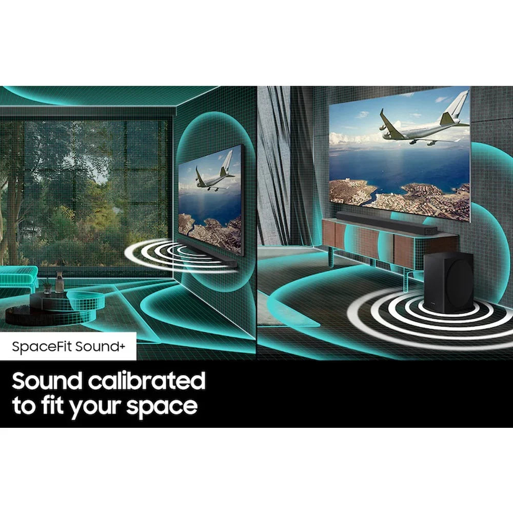 Samsung - 9.1.4ch Surround Sound Wireless Home Theater Bundle 7.1.2ch Dolby Atmos /: Soundbar + Swa-9500S 2.0.2ch Rear Speaker Kit + Subwoofer + Extended Coverage + 2 Deco Gear  Cables
