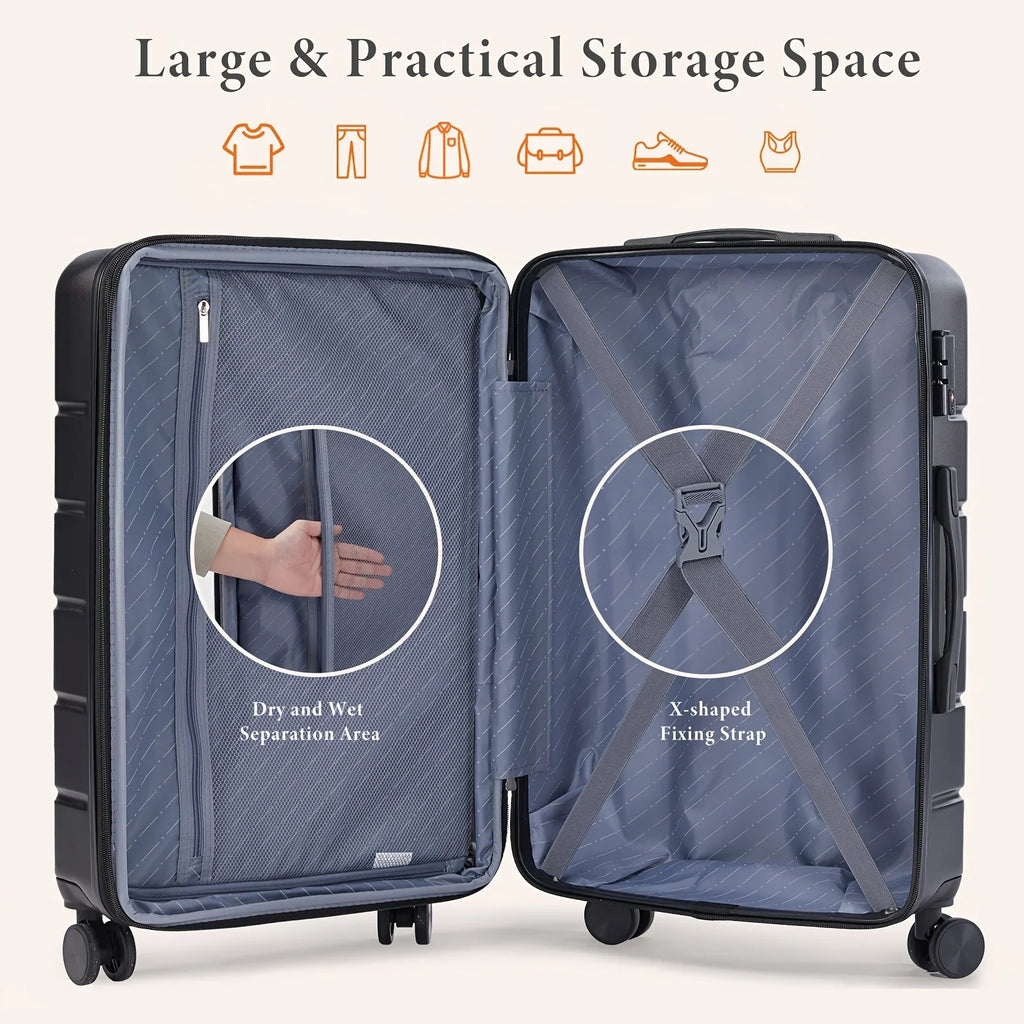Lightweight Carry-On Trolley Suitcase –  Lock, Durable Double Spinner Wheels – Secure & Convenient Travel Case for Jetsetters