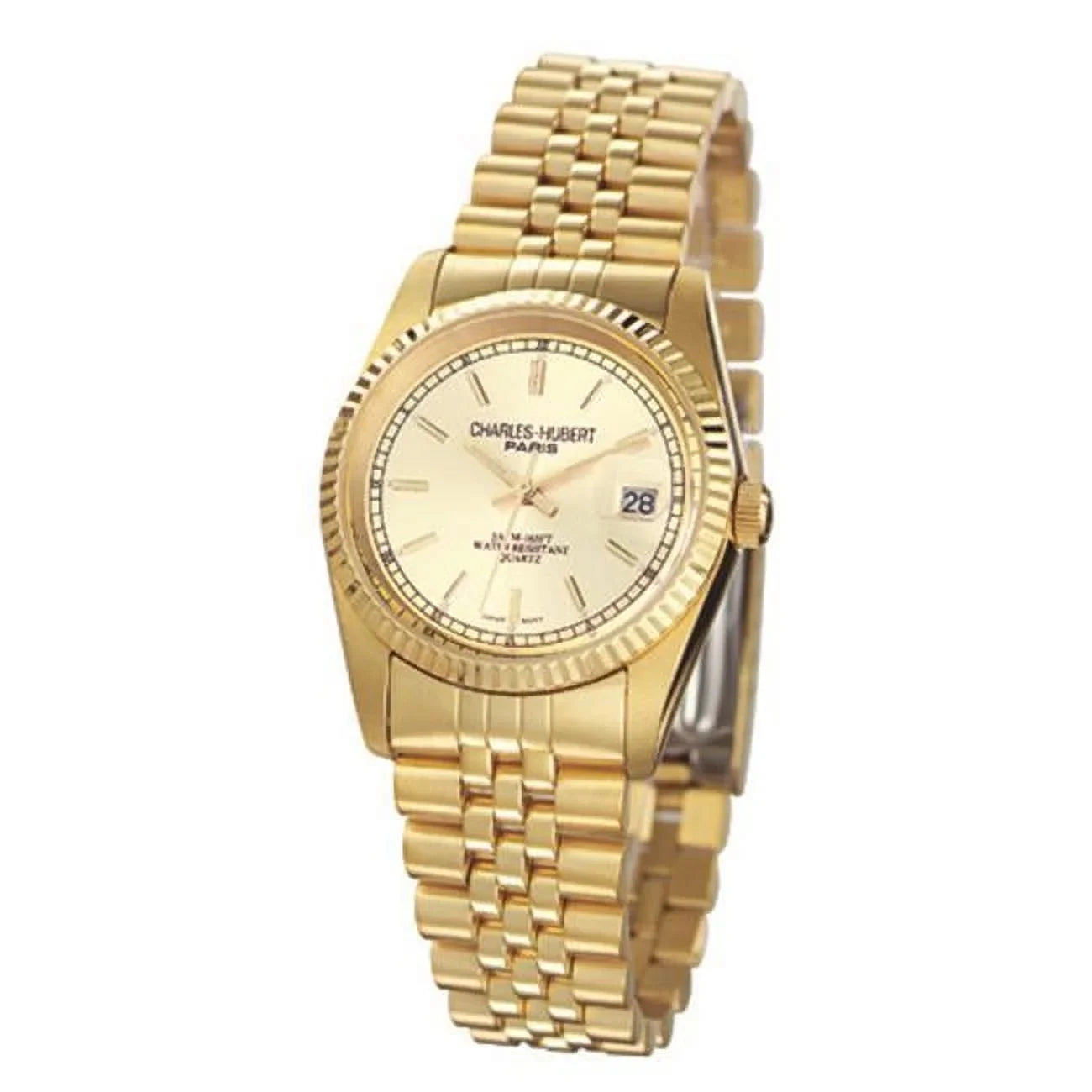 Charles-Hubert- Paris Mens Gold-Plated Stainless Steel Quartz Watch #