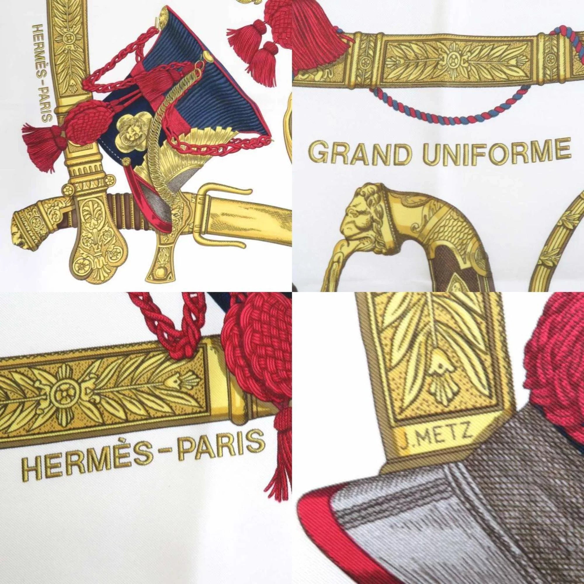 Pre-Owned Hermes  Scarf Carre 90   Silk Off-White/Multicolor Ladies (Good)