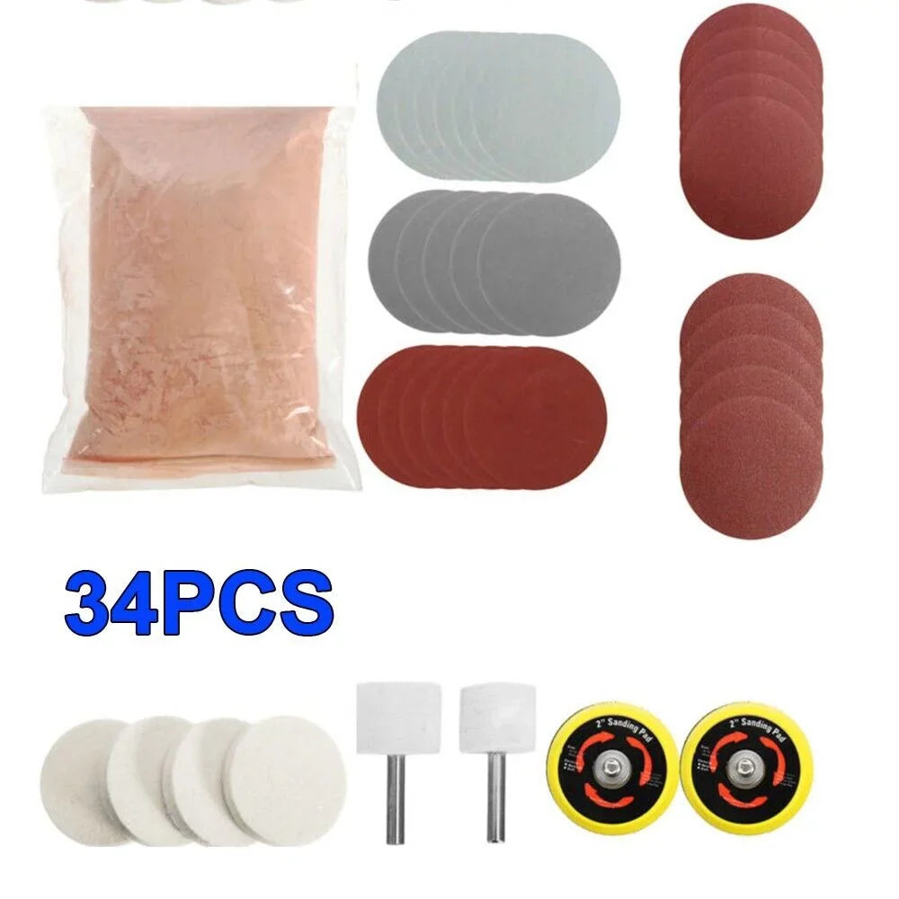 New Deep Scratch Remover,Glass Polishing Kit 8OZ Cerium Oxide & 2 Wheel Pad
