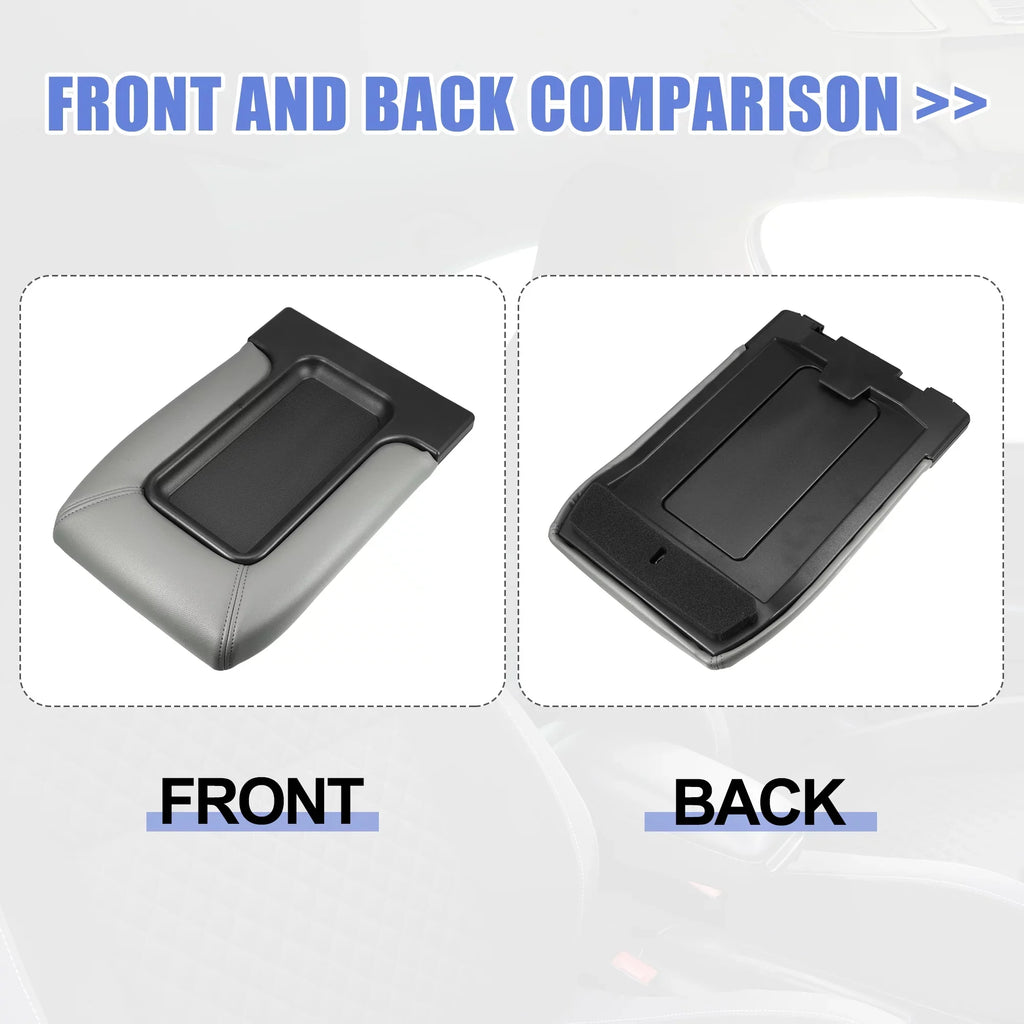 Unique Bargains Center Console Lid Armrest Seat Box Cover Protector for Cadillac Escalade 2003-2004 Faux Leather Gray