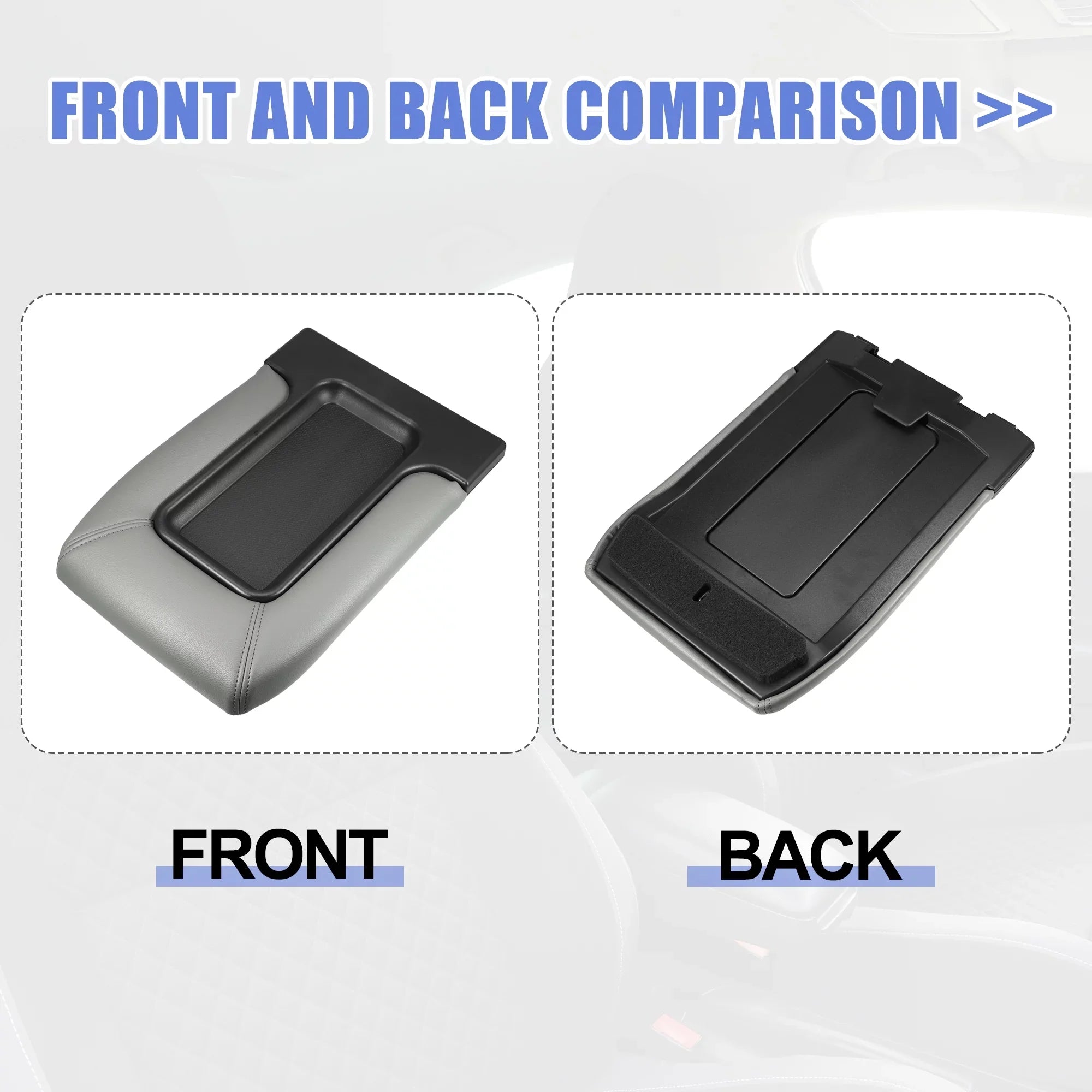 Unique Bargains Center Console Lid Armrest Seat Box Cover Protector for Cadillac Escalade 2003-2004 Faux Leather Gray