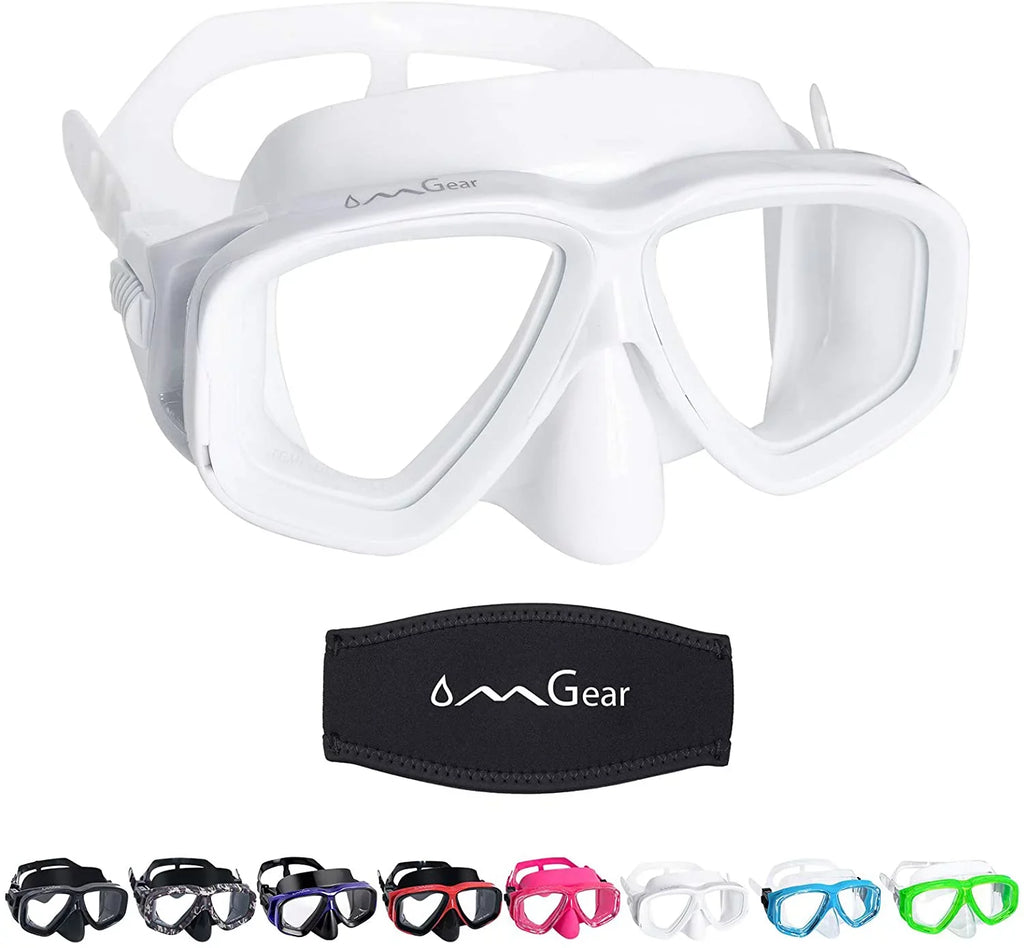 OMGear Swim Mask Dive Goggles Swimming Goggles with Nose Cover Snorkeling Gear Junior Adult Snorkel Mask for Scuba Diving Spearfishing Neoprene Strap Impact Resistance