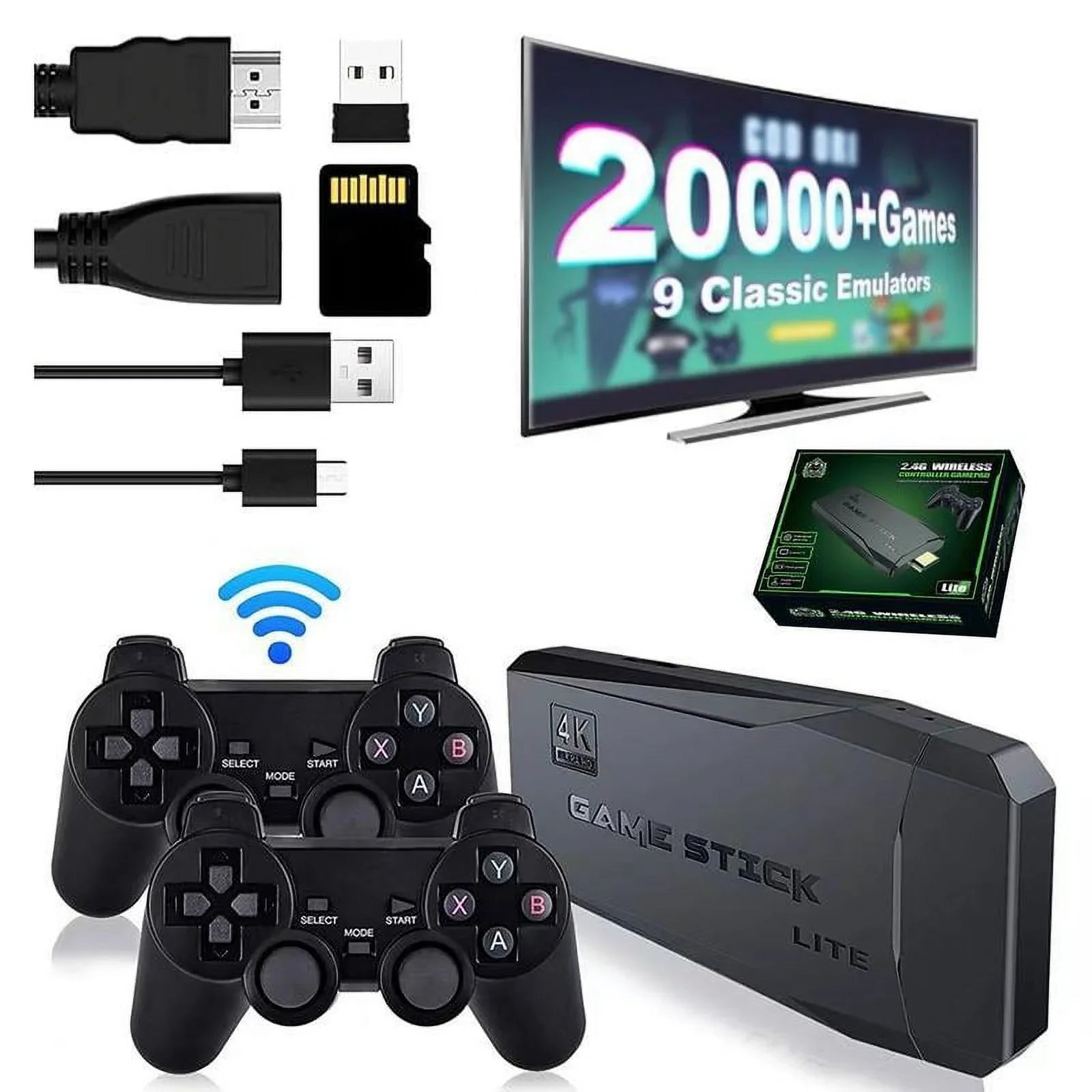 20,000+ Games Wireless Retro Game,4K  Output Retro Video Game Console - Plug and PlayVideo Games, Retro Game Stick 4K Game Stick, Built in 64G Cards playstation5 ps5controller