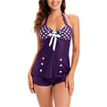 Phenas Womens Two Piece Polka Dot Printed Swimsuit Tankini Tops with Shorts  Neck Bowknot Halter Bathing Suit