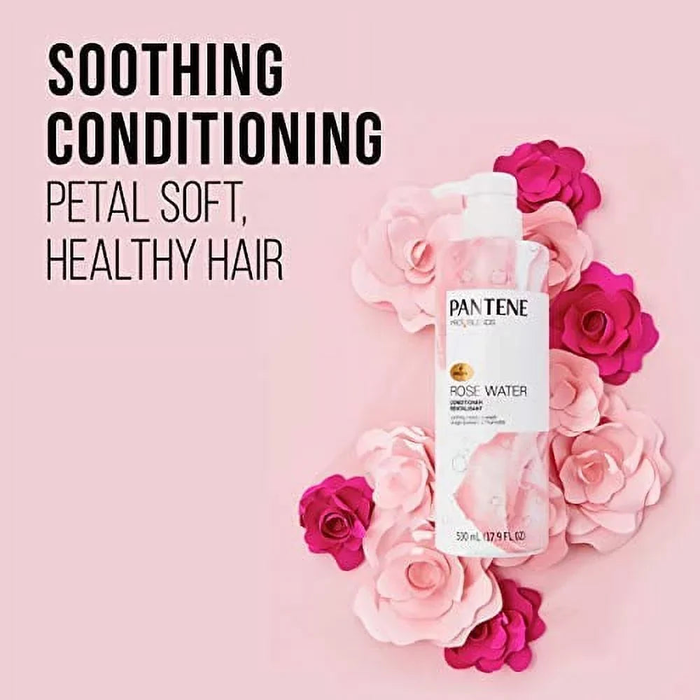 Pantene, Shampoo and Sulfate Free Conditioner Kit, Paraben and Dye Free, Pro- Blends, Soothing Rose Water, 17.9 fl oz, Twin Pack Rosewater Kit