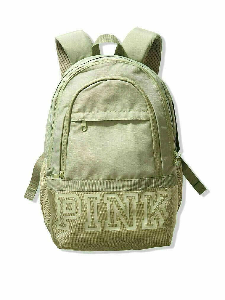 Victoria's Secret Pink Collegiate Backpack School Book Bag Shale Green New