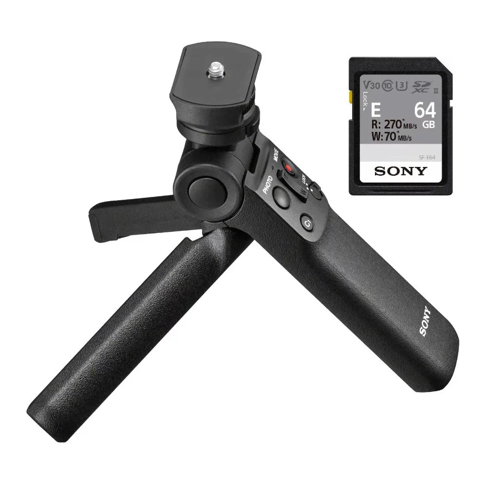 Sony Alpha - Mirrorless Camera with 50mm Lens, Grip, and Mic (Black) Kit