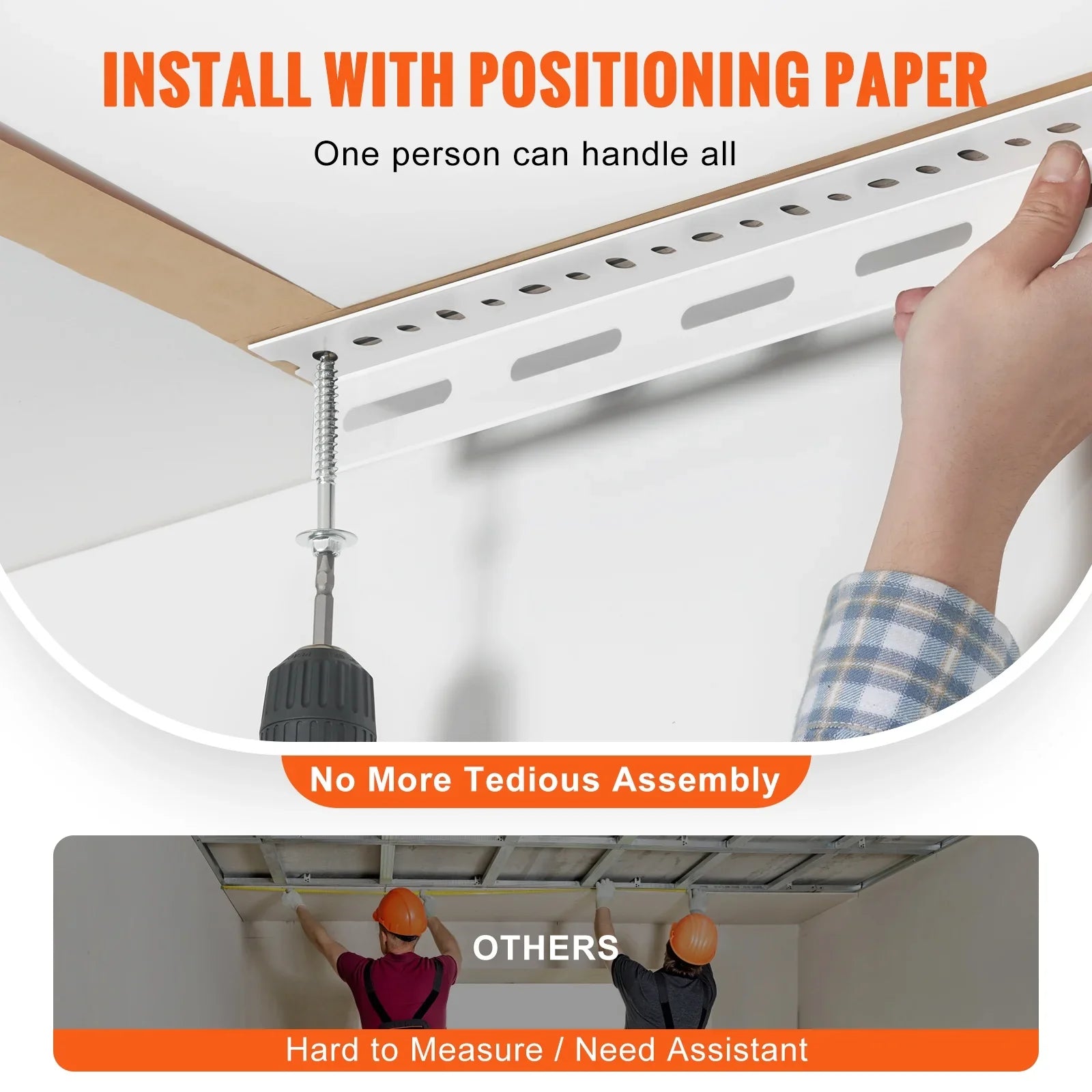 Overhead Adjustable Garage Storage Rack 48x96" Ceiling Rack 600 lbs White