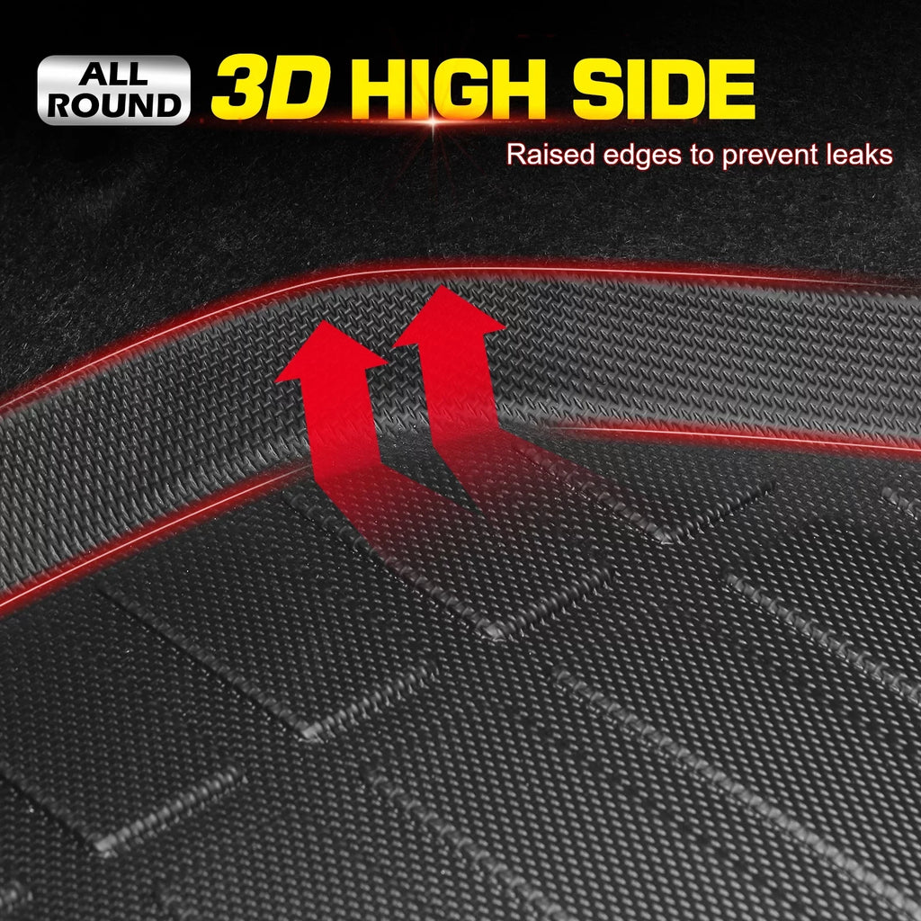 Ikon Motorsports Truck Bed Mat Compatible With 2019-2024 Ford Ranger Super Crew Cab 5Ft Short Bed, Black Rear Storage Floor Liner  Cargo Guard All Weather 3D Heavy Duty Trunk Flooring Protector