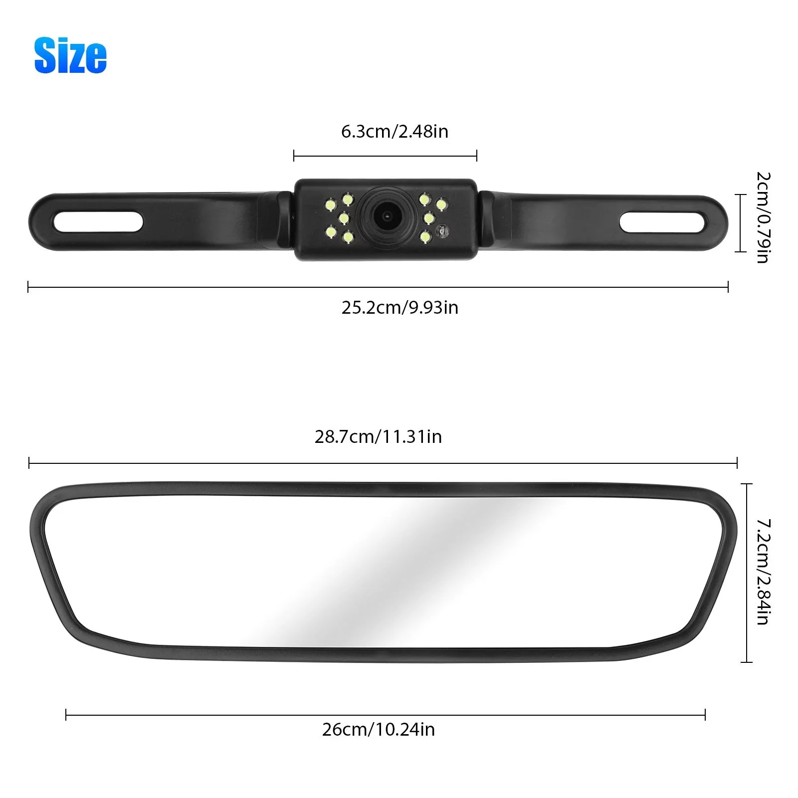 Car Rear View Mirror Camera, 5" Mirror Backup Camera, 1080P Dash Camera License Plate Rear Cam, Waterproof 150° Driving Recorder with Night Vision, -Sensor, Parking Monitor