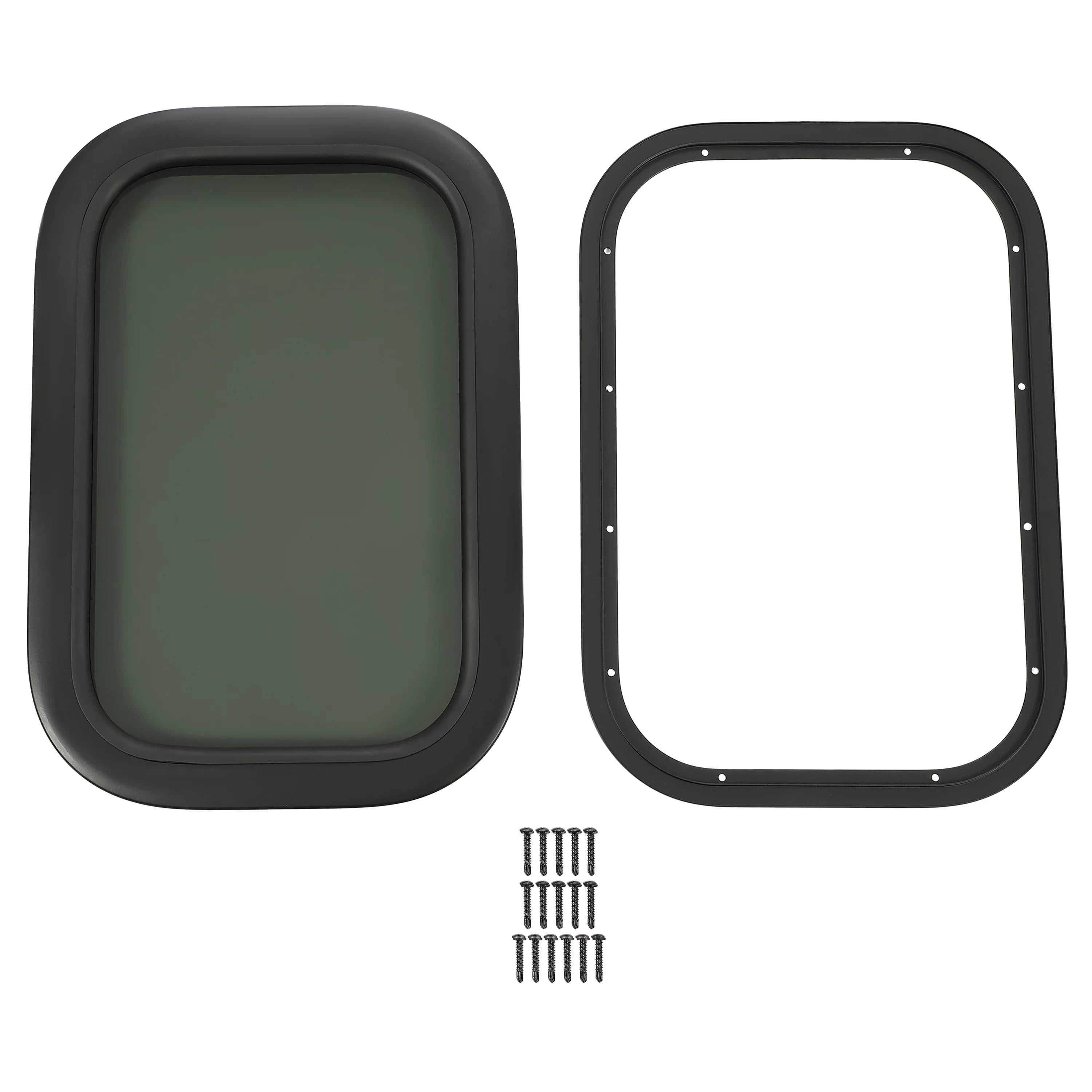 Kojem  Window Black Universal for Camper Vertical Trailer Rip-Up Cargo Powder Coated Glass Steel